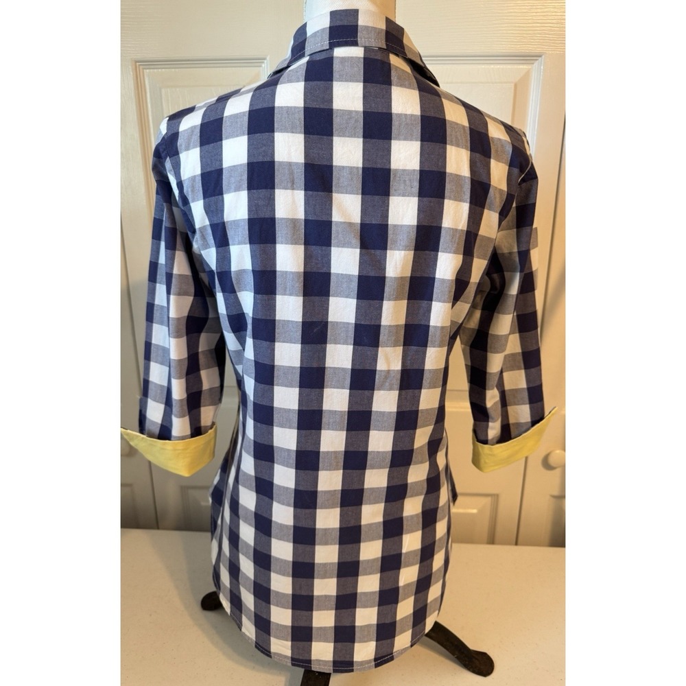Women's Haley & The Hound Tunic Small Navy White Check Preppy Summer Vibes - Picture 4 of 6